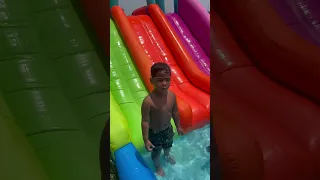 Mom catches dad and son putting the dog on the water slide #shorts