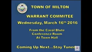 Warrant Committee - March 16th, 2016