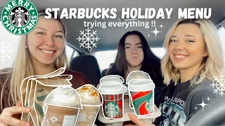 TRYING ALL OF STARBUCKS NEW WINTER DRINKS MENU 2023 *taste test* 🎄new gingerbread oat chai latte