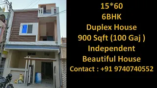 Modern 15X60 East Face Duplex House Walkthrough || 6BHK House || 900 Sqft Independent House