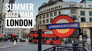 London City Tour 2023 🇬🇧 | Walk from the City to Trafalgar Square | London Summer Evening [4K HDR]