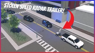 Civilian steals speed radar trailer from the police department - ERLC Roleplay