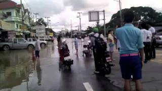 Flooding down the road in Chiangmai