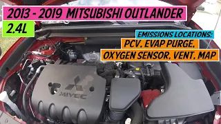 ⫷ Mitsubishi │ Outlander │ 2013 - 2019 │ Emissions Locations: PCV, EVAP, Oxygen Sensors, Map ⫸