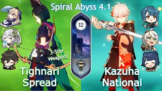 C0 Tighnari Spread x C1 Kazuha National - Spiral Abyss 4.1 | Floor 12 | Genshin Impact