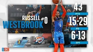Russell Westbrook's Thunderous 43 Points, 6 Threes vs Jazz | February 22nd, 2019