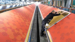 Amazing hand textile printing process at Print Factory! 50m textile printing table!