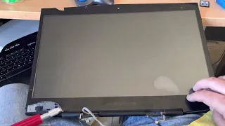 Taking apart Alienware M17x R4 screen to get to LCD. (Warning: not easy!)
