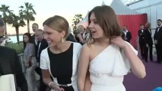 Abdellatif Keshishe, Lea Seydoux & Adele Exarchopoulos after winning at Cannes, May 26, 2013