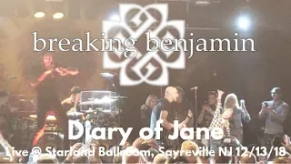 Breaking Benjamin - The Diary of Jane LIVE @ Sold Out Starland Ballroom Sayreville NJ 12/13/18