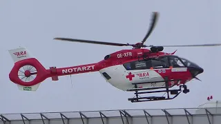 ARA Luftrettung Hubschrauber OE-XFR Landung und Start am Landeskrankenhaus Villach, Kärnten!