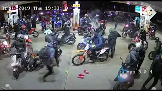 Motorbike gang raid petrol station 😳