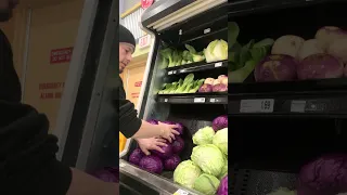 Cleaning up the cabbage section.
