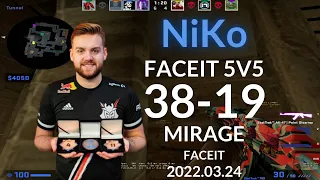 NiKo CSGO POV (38-19) (MIRAGE) @ FACEIT 5V5 RANKED 2022.03.24