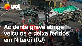 Rio: Caminhão perde o controle, atinge dez carros e deixa feridos em Niterói; veja mostra destruição