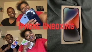 UNBOXING THE IPHONE14 PLUS IN MIDNIGHT/BLUE COLOR💙🤍 FT LIL SIS 128 GB