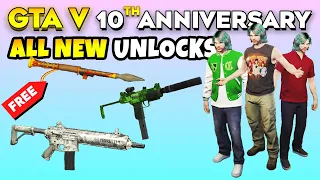 GTA Online 10th Anniversary How to Unlock ALL RARE Outfits & Weapon Skins (Franklin/Michael/Trevor)