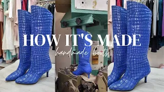 Handmade Crocodile Print Boots - making of