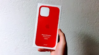 Apple Iphone 13 Pro max Silicone Case With MagSafe Product RED Unboxing and Impressions