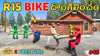 Stealing R15 Bike In Gta 5 In Telugu | Gta x Freefire | Gta 5 Gameplay | #48