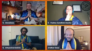 11/07/20  Yoga Sandhya - Servidores: Acharyas, Sridhar, AtyaAnanda, Deva Dasa e PadmaGandhini Dasika
