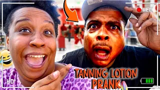 CRAZY Self-Tanning Lotion Prank On Boyfriend *HE DIDN'T EXPECT IT*