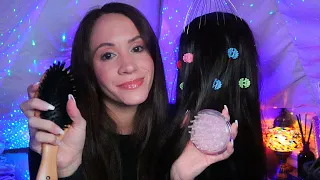 ASMR / All The Hair Play You Can Think Of (brushing, clipping, scalp massage, lice check)