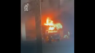 ხარკოვში რუსული სამხედრო მანქანა იწვის