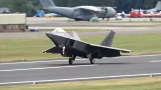 F-22 Raptor from the USAF arrival at RIAT 2017 AirShow