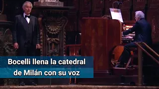 Andrea Bocelli llena la desierta catedral de Milán de música