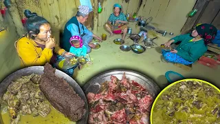 Bones soup recipe with Nepali Traditional food DHIDO Flour Rice || nepali mountain village life food