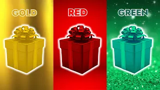 Choose Your GIFT🎁| 3 Gift Box Challenge  Gold, Red & Green 💛💖💚 #pickonekickone  #giftboxchallenge