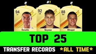 TOP 25 TRANSFER RECORDS OF ALL TIME 😱💀 FT. Ronaldo, Neymar, Mbappe...