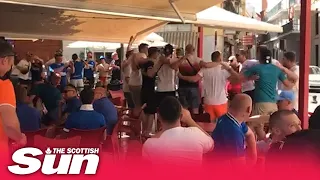 Rangers fans singing in Seville as they enjoy themselves before Europa League Final
