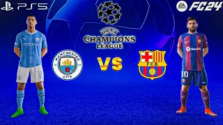 FC 24 - Manchester City vs FC Barcelona - Ronaldo vs Messi | Champions League Match • PlayStation 5