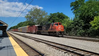 Canadian National freight trains at Flossmoor, IL (5/29/24)