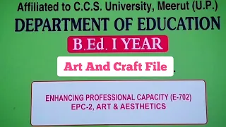 Art and Craft File || B.ed 1st year file || English || Art and Aesthetics