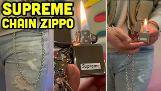 SUPREME CHAIN ZIPPO SILVER ON BODY LOOK + FILL UP AND UNBOXING. HOW TO FILL A ZIPPO LIGHTER SS23