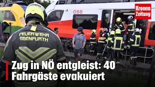 Zug in NÖ entgleist: 40 Fahrgäste evakuiert | krone.tv NEWS