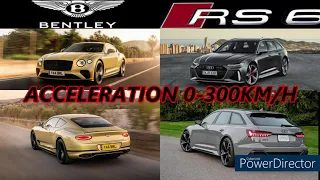 BENTLEY CONTINENTAL GT 635PS VS AUDI RS6 600PS ACCELERATION 0-300KM/H