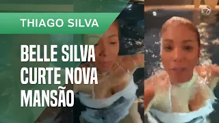 Família de Thiago Silva estreia piscina da nova mansão em Londres