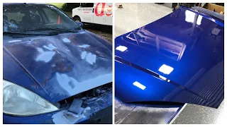 DIY Rattle Can Paint Job With 2K Clear! Ford Focus SVT Blue Pearl Metallic