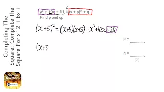 Completing The Square: Complete The Square For x^2 + bx + c (Grade 8) - OnMaths GCSE Maths Revision