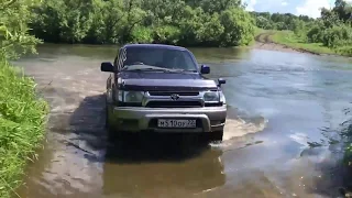 Toyota Hilux Surf (3G). Первый серьезный брод.