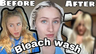Giving myself a Bleach bath at home. Going from honey blonde to platinum blonde at home!