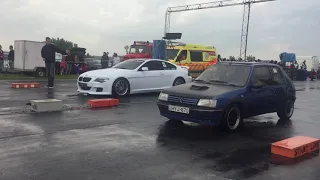 Peugeot 205 diesel tuning  vs BMW e63 coupe twin turbo - Drag Race - 1/4 mile