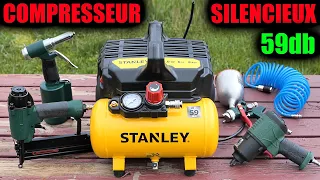 Stanley compresseur silencieux 6L 59 dB + LIDL PARKSIDE clé à chocs agrafeuse pistolet peinture