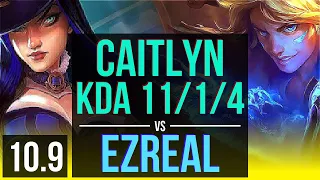 CAITLYN & Morgana vs EZREAL & Soraka (ADC) | KDA 11/1/4, Triple Kill | EUW Grandmaster | v10.9