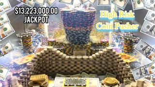 🔴*MUST SEE*… SUPER MEGA HIGH RISK COIN PUSHER $1,000,000 Buy In! $13,223,000.00 WIN! (WORLD RECORD)