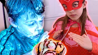 PJ Masks in Real Life | Ice Cream Turns the PJ Masks Into Ice!!! | PJ Masks Official